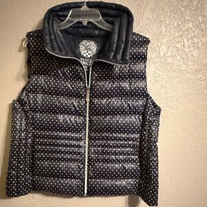 Vince Camuto Dark Blue Polka Dot Puffer Vest